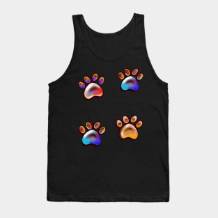 Cute Paw print pattern, psychedelic trippy colours colors Tank Top